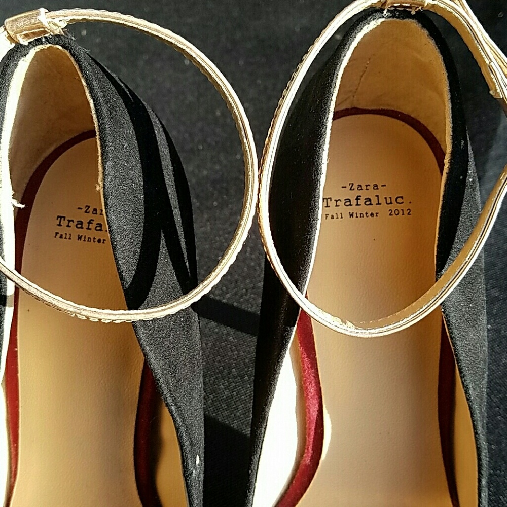 Zara Black Ankle Strap Suede Shoes - Picture 5 of 8